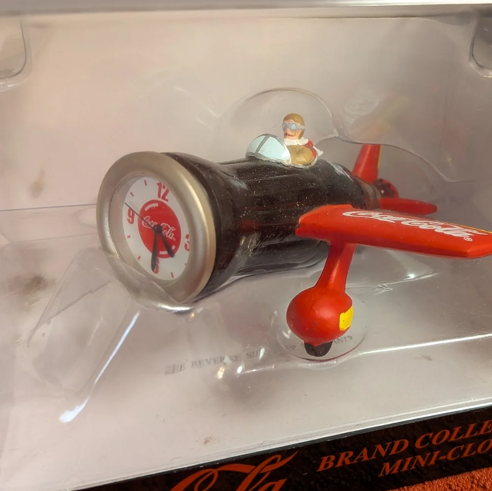 Vintage 1999 Coca Cola Coke Bottle Shaped Airplane Mini Clock w/ Box - Picture 2 of 5